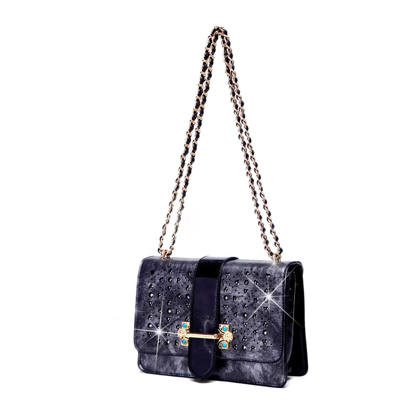 Sparkle of Hearts Crossbody Bag With Sparkling Crystal Strap [KQS2375]
