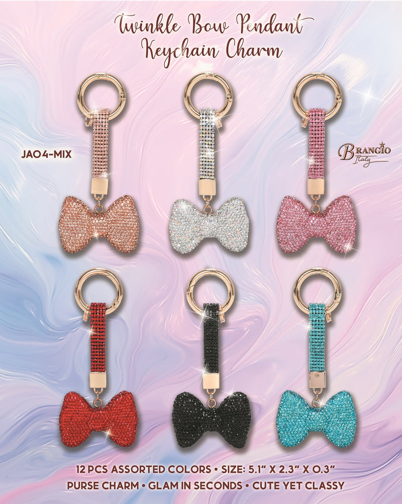 Twinkle Bow Pendant Keychain & Purse Charm [Sold in 12 pcs assorted colors]