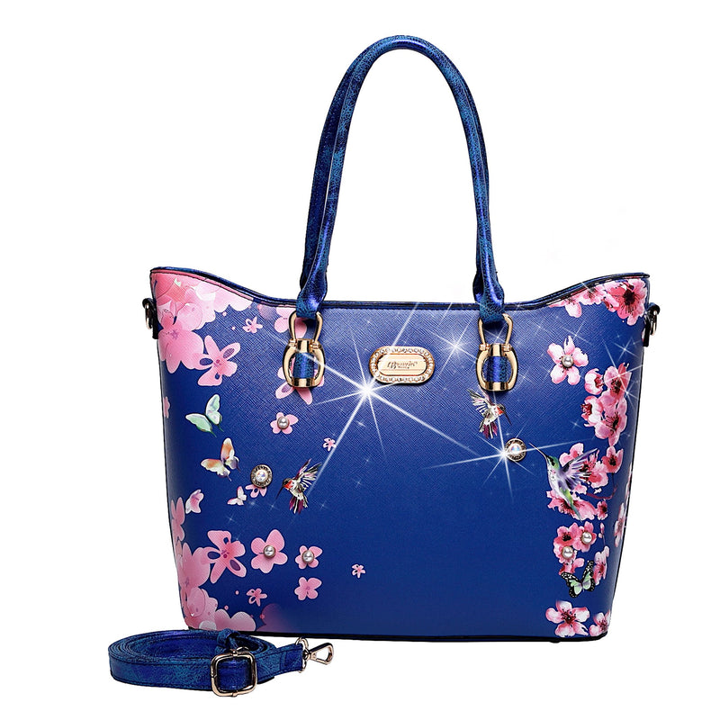 Hummingbird Bloom Scratch & Stain Resistant Top-Handle Bag - Brangio Italy Collections