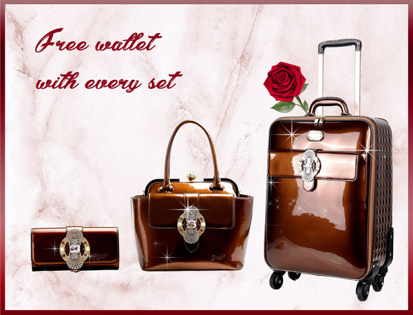 Shining Crystal  3PC Set | Travel Carry On- Luggage with Spinner Wheels [KAL-3pcs/Set]
