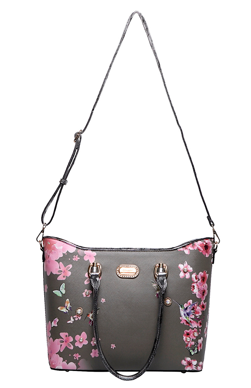 Hummingbird Bloom Scratch & Stain Resistant Top-Handle Bag [KP6669]