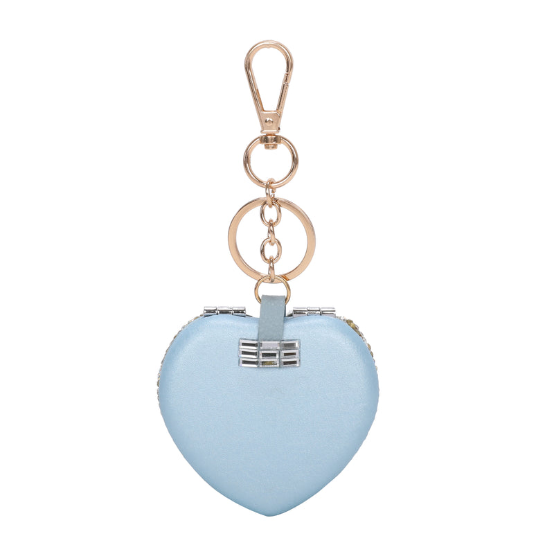 Floral Spark Heart Mirror Keychain & Purse Charm [Sold in 12 pcs Assorted Colors]