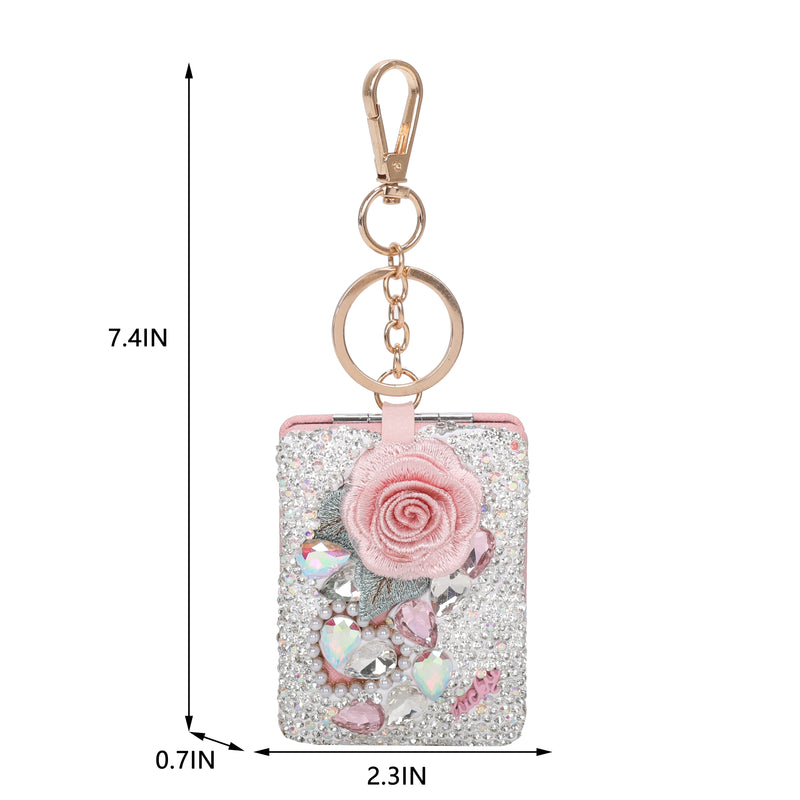 Floral Spark Mirror Keychain Charm  [Sold in 12 pcs Assorted Colors]