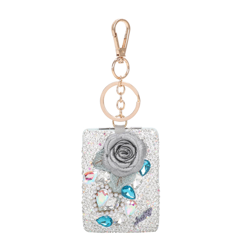 Floral Spark Mirror Keychain & Purse Charm  [Sold in 12 pcs Assorted Colors]