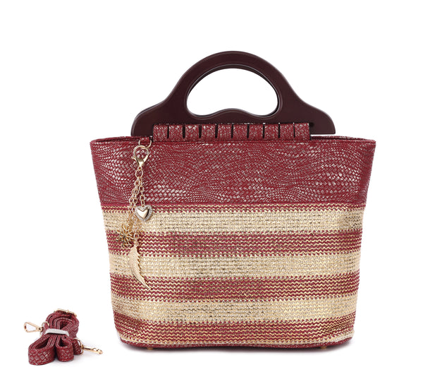 Striped Woven Top Handle Bag – Effortlessly Chic and Versatile