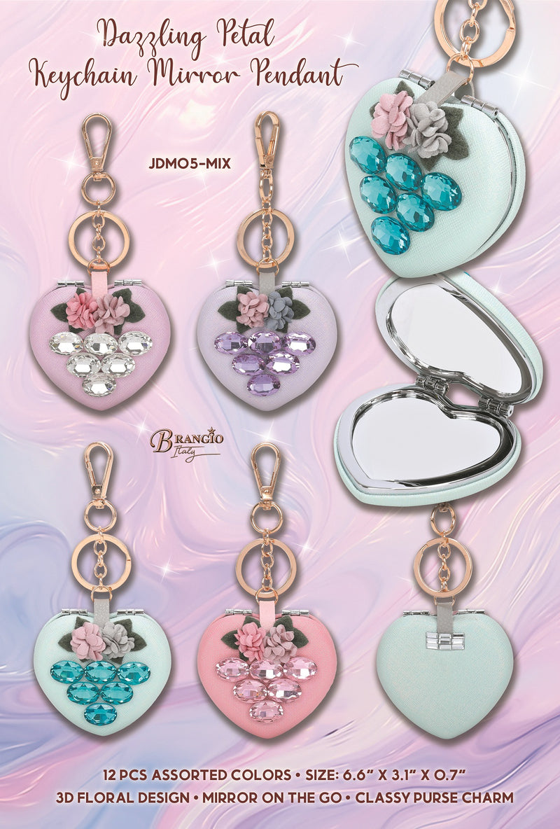 Dazzling Petal Keychain Mirror Pendant [Sold in 12pcs Assorted Colors]
