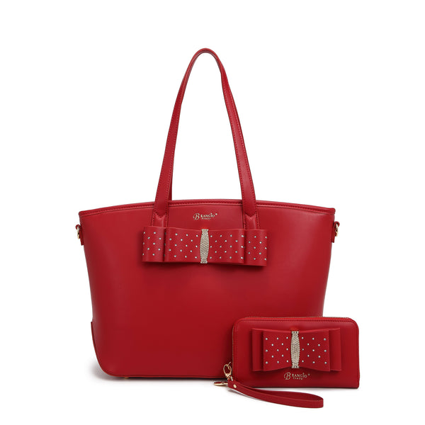 Ribbon Romance Tote Handbag with Rhinestones [matching set]