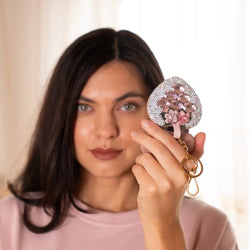 Brangio Sparkling Heart Keychain with a Floral Touch (6pcs mix colors price)