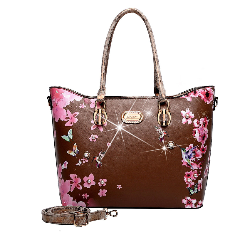 Hummingbird Bloom Scratch & Stain Resistant Top-Handle Bag - Brangio Italy Collections