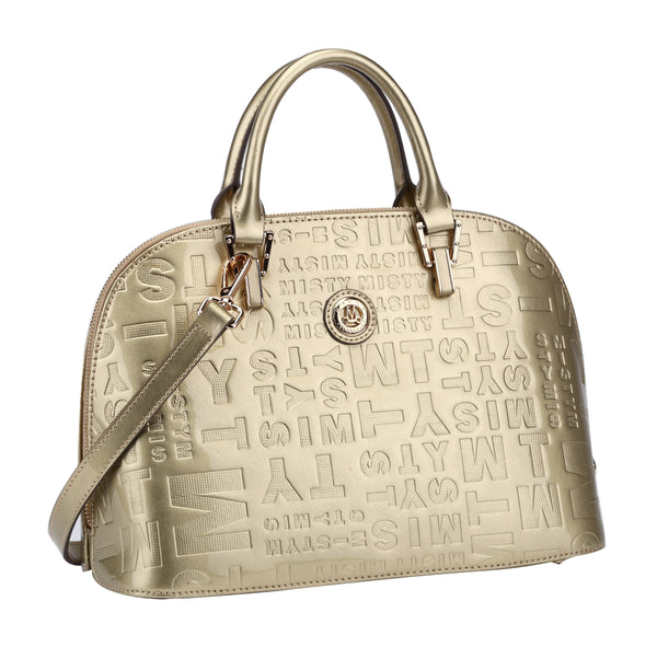 Misty Metallic Shine Top Handle Leather Bag - Made in Italy [MVH5317]
