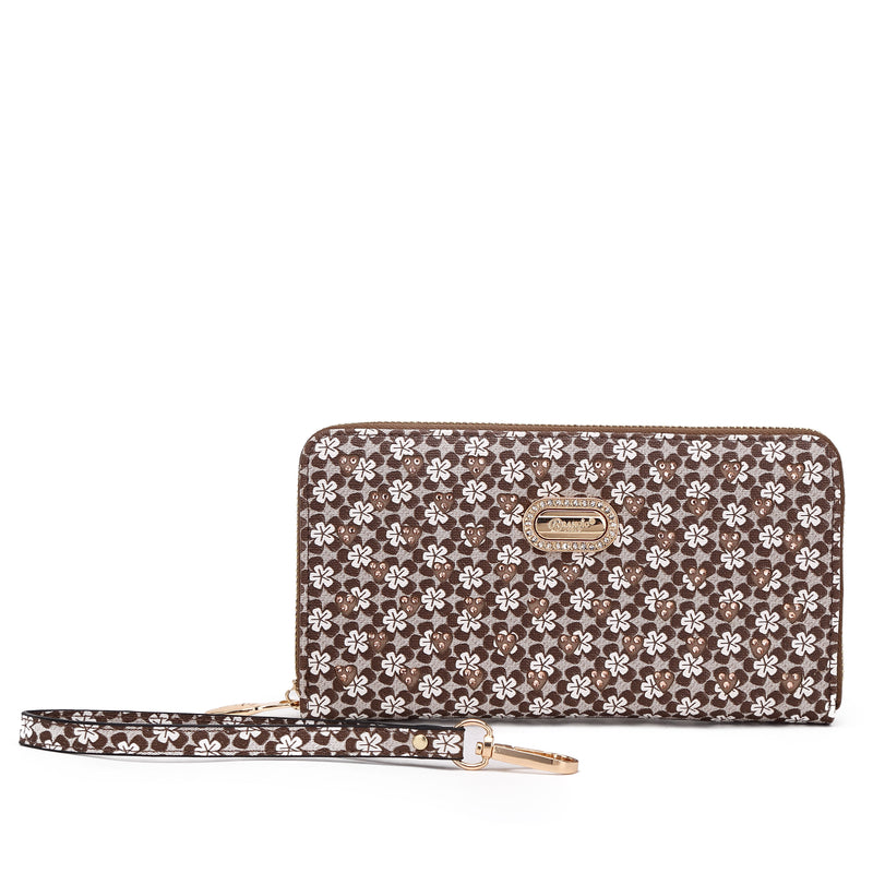 Diamond Bling Handmade Wristlet Wallet with Multiple Card Pockets - Brangio Italy Collections