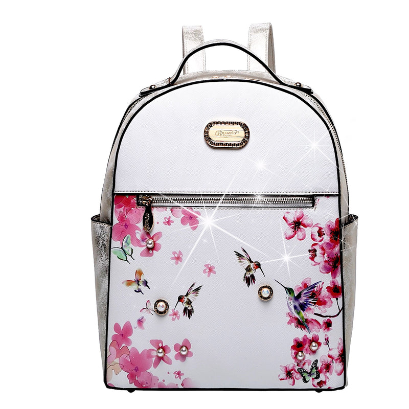Hummingbird Crystal Laced Scratch & Stain Resistant Womens Backpack - Brangio Italy Collections