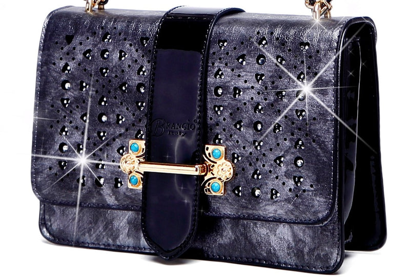 Sparkle of Hearts Crossbody Bag With Sparkling Crystal Strap [KQS2375]