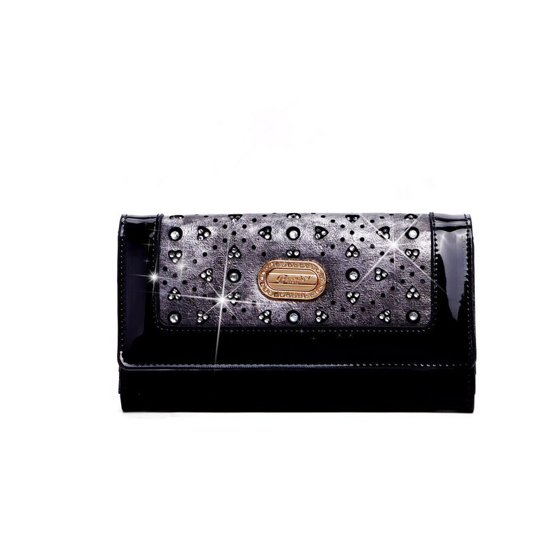 Sparkle of Hearts Envelope Shaped Womens Wallet with Phone Holder - Brangio Italy Collections