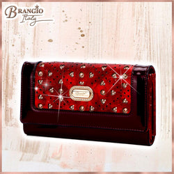 Sparkle of Hearts Envelope Shaped Womens Wallet with Phone Holder - Brangio Italy Collections