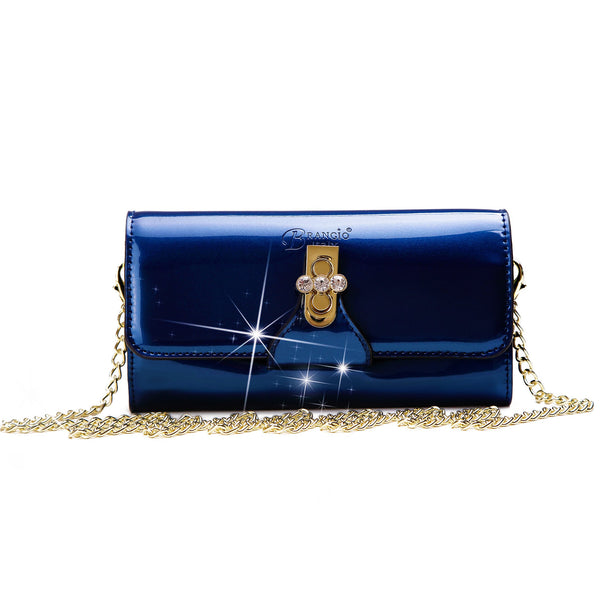 Tri-Star Evening Bridal Clutch Crossbody Bag with Chain Strap - Brangio Italy Collections