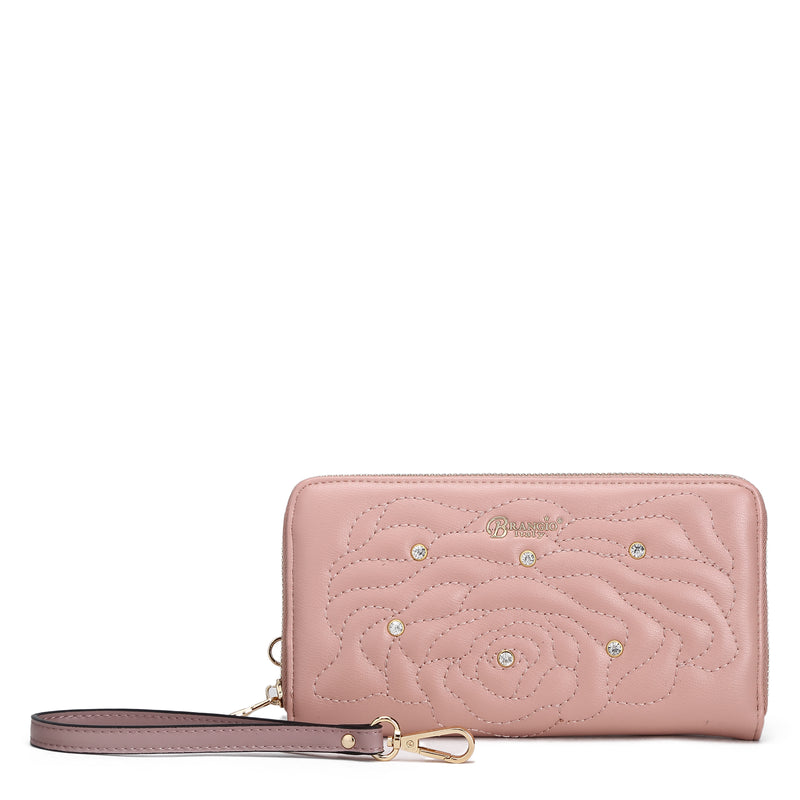 Rosette 3d Crystal Vegan Leather Handbag + Wallet [RA8523+RAW8568]