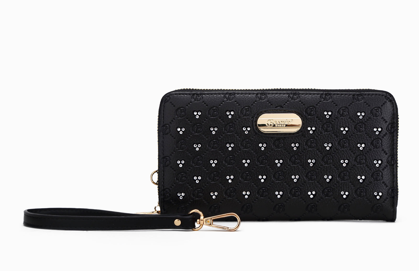 Millionaire Vegan Leather Gem Crystal Wristlet Wallet [ROW8368