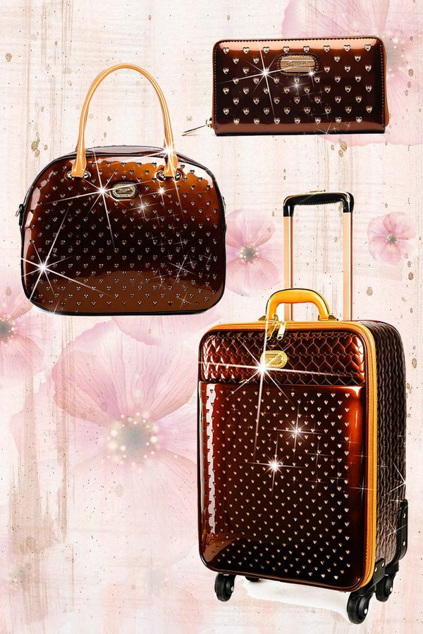 Starz Art Retro 3PC Set | Luxury Women Overnight Bag Set with Spinning Wheels - Brangio Italy Collections