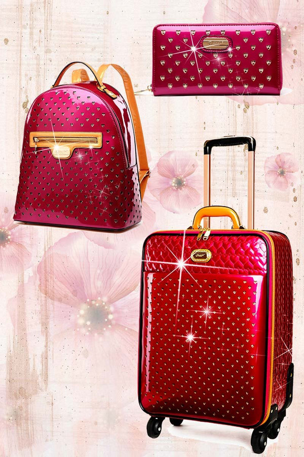 Starz Art 3PC Set | Luxury Women Overnight Bag Set with Spinning Wheels - Brangio Italy Collections